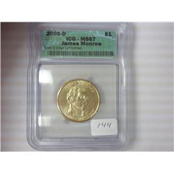 2008-D MONROE DOLLAR ICG MS67
