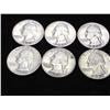 Image 1 : 6 ASSORTED 50'S WASHINGTON SILVER QUARTERS