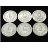 Image 2 : 6 ASSORTED 50'S WASHINGTON SILVER QUARTERS