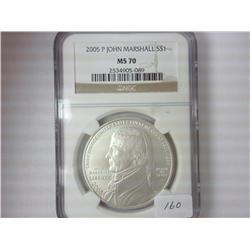 2005-P MARSHALL SILVER DOLLAR NGC MS70