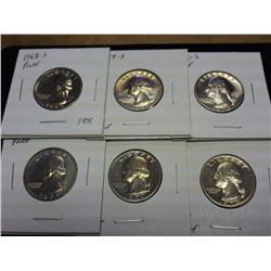 1968-S, 69-S, 70-S, 71-S, 73-S & 74-S WASH QUARTER