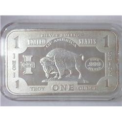 1 TROY OZ SILVER INGOT HAS BUFFALO ON IT