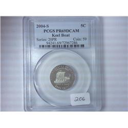 2004-S KEEL BOAT NICKEL PCGS PR69DCAM