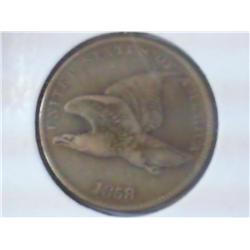 1858 SMALL LETTER FLYING EAGLE CENT (VERY FINE)