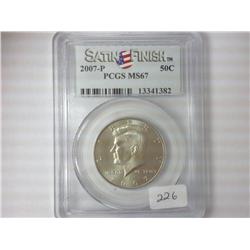 2007-P KENNEDY HALF DOLLAR PCGS MS67