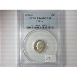 1979-S TYPE II ROOSEVELT DIME PCGS PR69DCAM