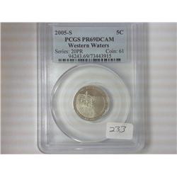 2005-S WESTERN WATERS NICKEL PCGS PR69DCAM