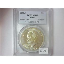 1972-S SILVER IKE DOLLAR PCGS MS66
