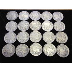 20 ASSORTED 1930'S BUFFALO NICKELS
