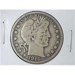 1915-D BARBER HALF DOLLAR (FINE)