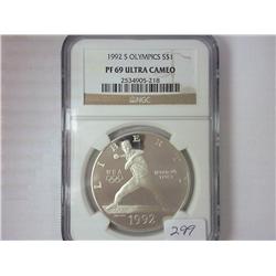 1992-S OLYMPICS SILVER DOLLAR NGC PF69 ULTRA CAM