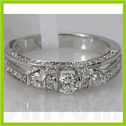 Genuine 0.83 ctw Diamond Ring 14K White Gold