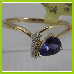 Genuine  0.58 ctw  Iolite Ring  14KT Yellow Gold  Ring Size  7.5