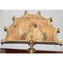 Mid 18th Century HAND PAINTED SILK & BRONZE FIREPLACE