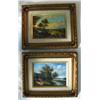 Image 1 : Pair 5 x 7 Oil on Board in Gold Gilt Frame Landscape