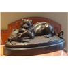 Image 1 : Imposing Bronze Sculpture Fighting Panther & Alliga