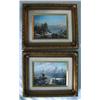 Image 1 : Pair 5 x 7 Oil on Board in Gold Gilt Frame Winter Lands