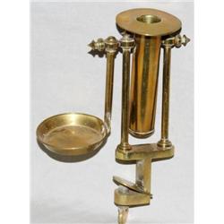 18th Century ANTIQUE BRASS CANDLESTICK WITH CLAMP