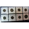 Image 1 : 531. Group of 8 Indian Head Cents in cardboard holders.