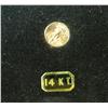 647. 14K Gold Miniature St. Gaudens Coin in velvet-lined case.