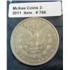 Image 2 : 766. 1904 P Morgan Silver Dollar. EF 40.