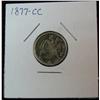 Image 1 : 988. 1877CC Liberty Seated Dime. VG Rough Surfaces.