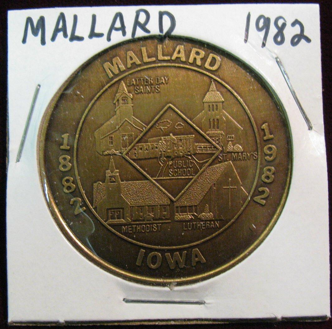 1150. 1982 Mallard, Iowa Centennial Medal Bronze.