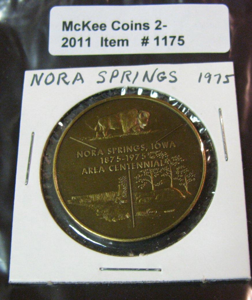 1175. 1975 Nora Springs, Iowa Centennial Medal Bronze.