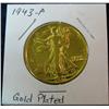 1227. 1943P Gold Plated Walking Liberty Half. F.
