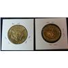 Image 2 : 1228. 1974 Kennedy Half & 79P SBA. Dollar. Gold Plated.