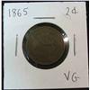 Image 1 : 1358. 1865 US 2-Cent Piece. VG.
