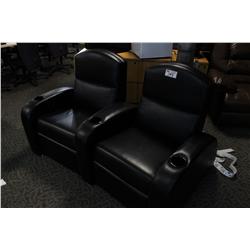 BLACK LEATHER ELECTRIC 2 SEAT THEATRE SOFA