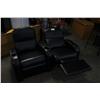 Image 2 : BLACK LEATHER ELECTRIC 2 SEAT THEATRE SOFA