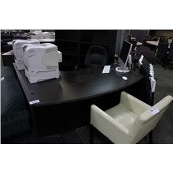 DARK WOOD BOW FRONT L-SHAPE EXECUTIVE DESK