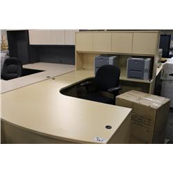 MAPLE BOW FRONT EXECUTIVE DESK W/HUTCH