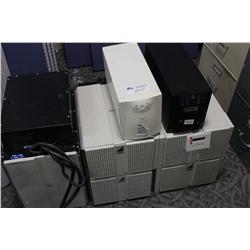 LOT OF COMPUTER BACK-UPS & 2 FILE CABINETS