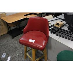 LOT OF 3 RED LEATHER BAR STOOLS