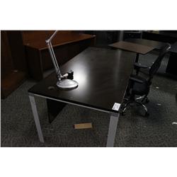 DARK WOOD DESK & CREDENZA SET