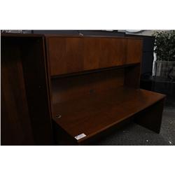 CHERRY EXECUTIVE DESK W/HUTCH & MATCHING BOOKSHELF