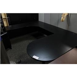 BLACK U-SHAPE EXECUTIVE DESK W/CREDENZA