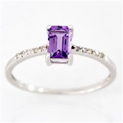 .60ct Amethyst 10 Diamond Ring 9k Wht Gold (JEW-9351X)