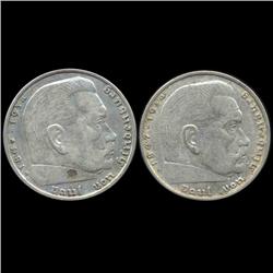 1938B Nazi Germany 2 Mark Silver Hi Grade 2 Pcs (COI-8072)