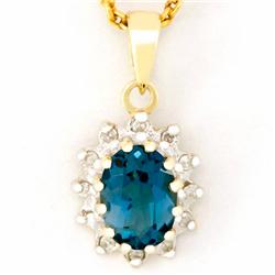 1.17ct London Bl Topaz 12 Diamond 9k Gold Pendant (JEW-9262X)