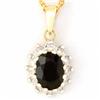 1.17ct Black Sapphire 12 Diamond 9k Gold Pendant (JEW-9286X)