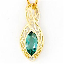 1.51ct Green Topaz Diamond 9k Gold Pendant (JEW-9311X)