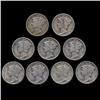 1930P Mercury Dimes Better Grade Lot of 9 (COI-8466)