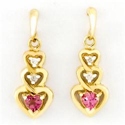 .38ct Pink Tourmaline Diamond 9k Gold Earrings (JEW-9243X)