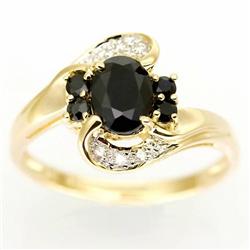 1.85ct Black Sapphire Diamond 9k Yel Gold Ring (JEW-9455X)