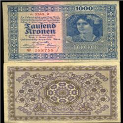 1922 Austria 1000 Kronen Hi Grade (CUR-06300)