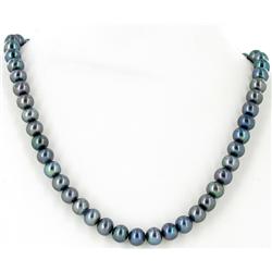 Black Peacock Saltwater Pearl Strand Necklace (JEW-2585)